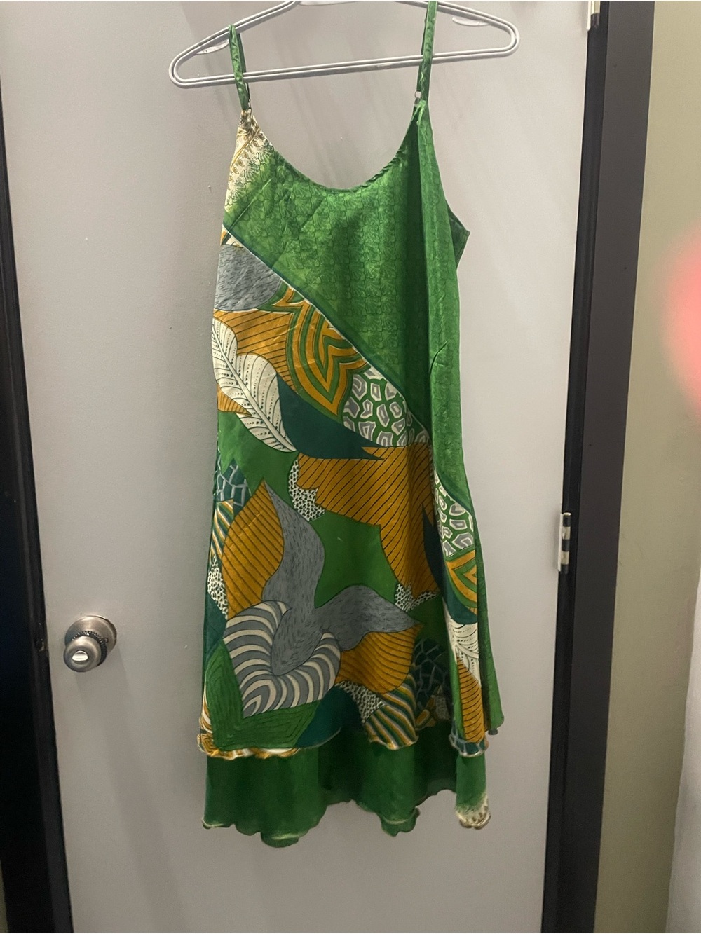 Green Patterned Midi Slip Dress